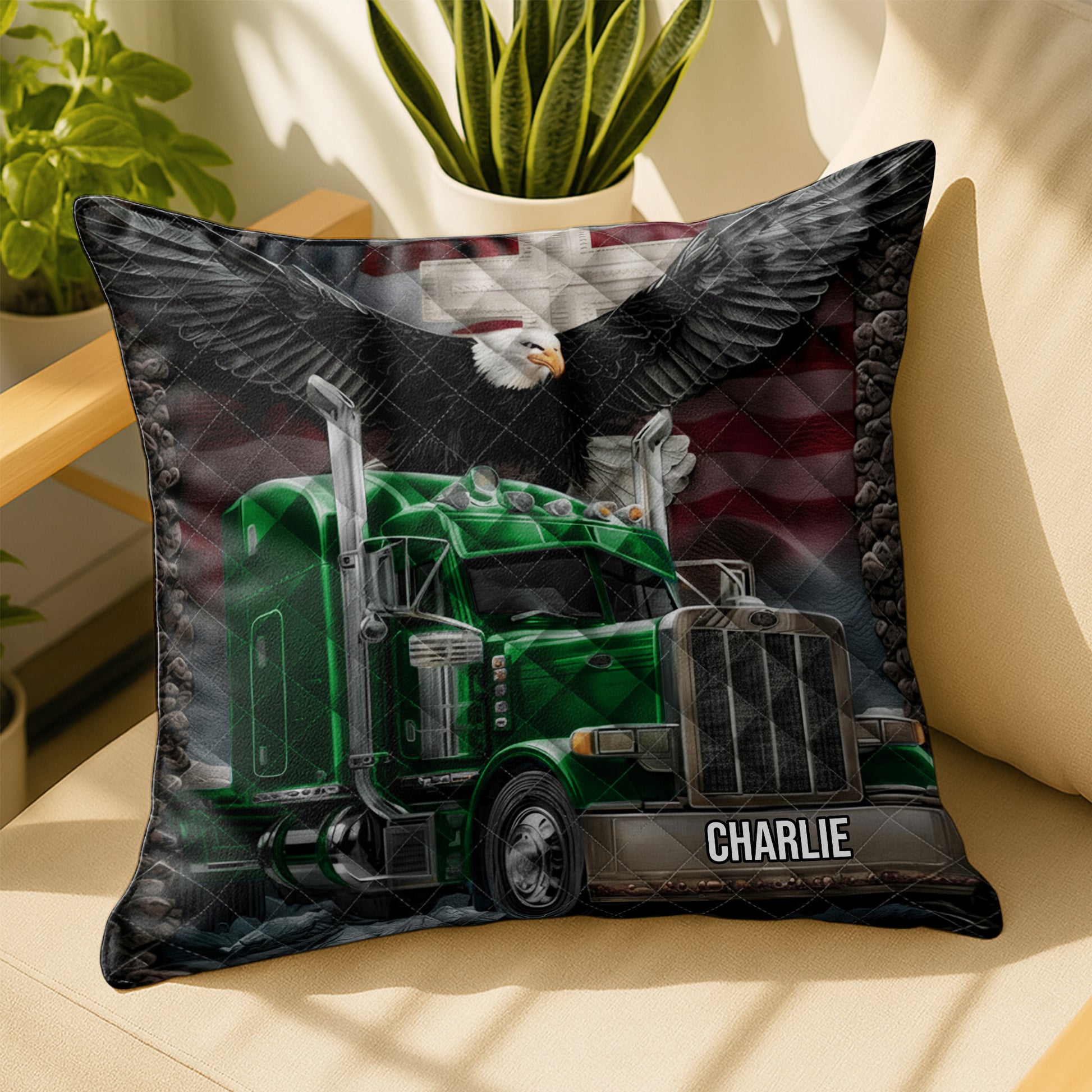 Customize Your Truck and Name With Majestic Eagle and American Flag