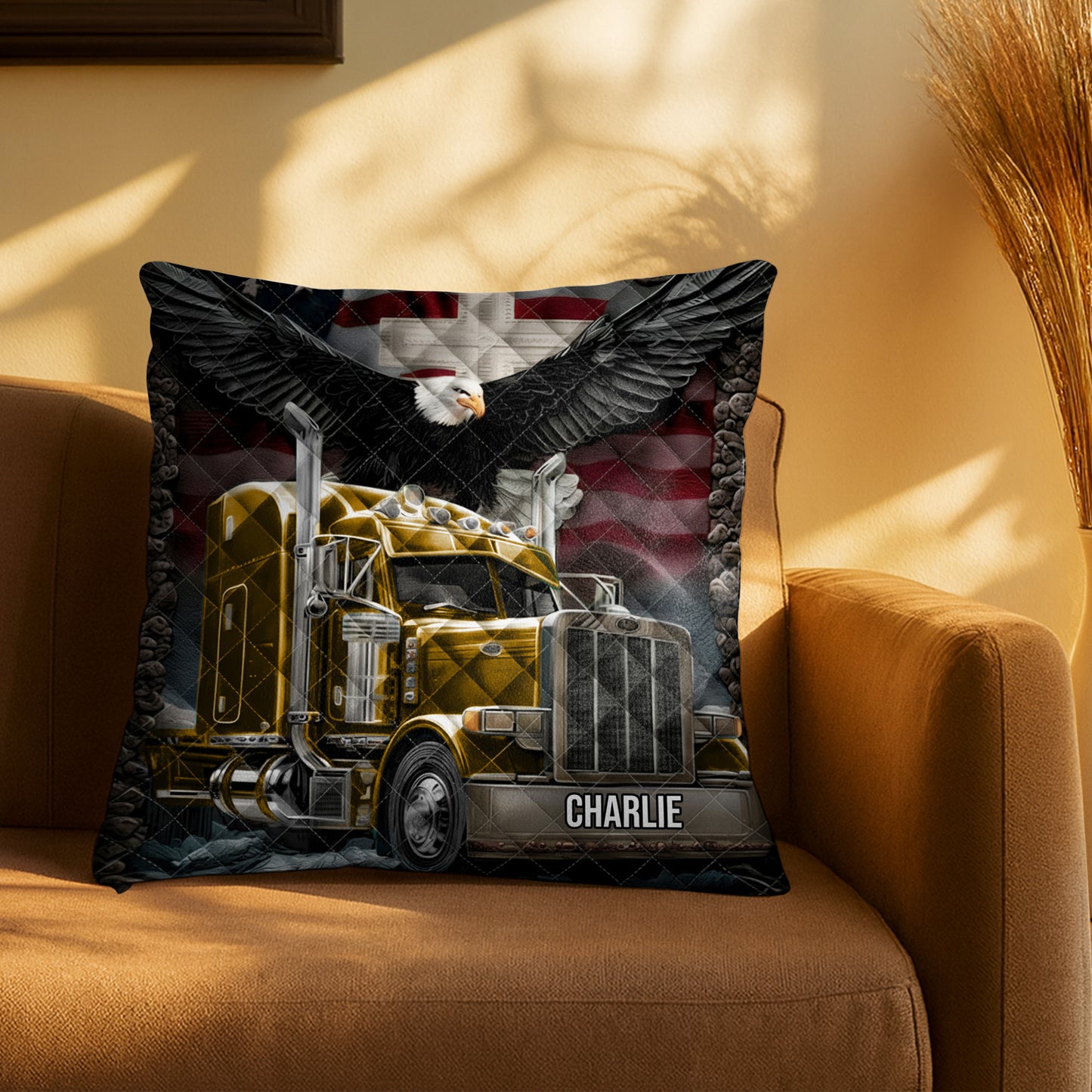 Customize Your Truck and Name With Majestic Eagle and American Flag