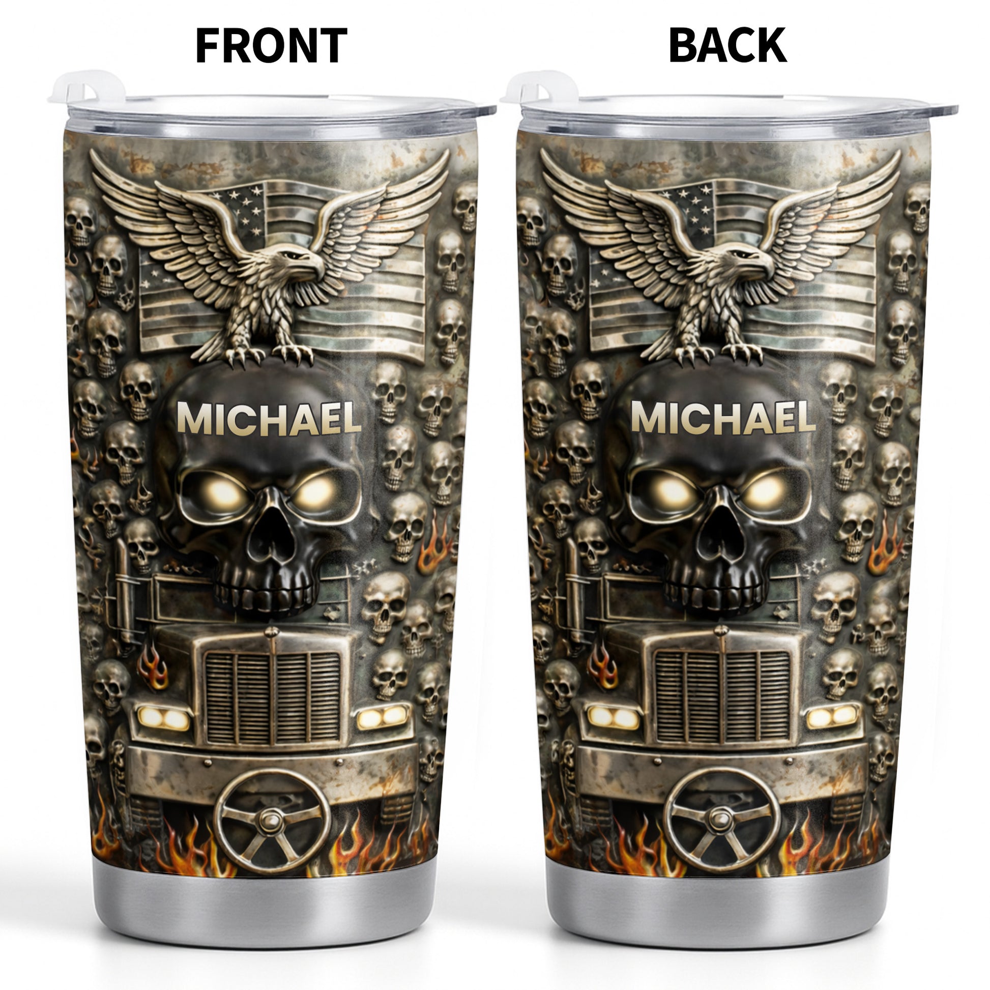 Symbol Of Strength And Freedom Skull Eagle Trucker