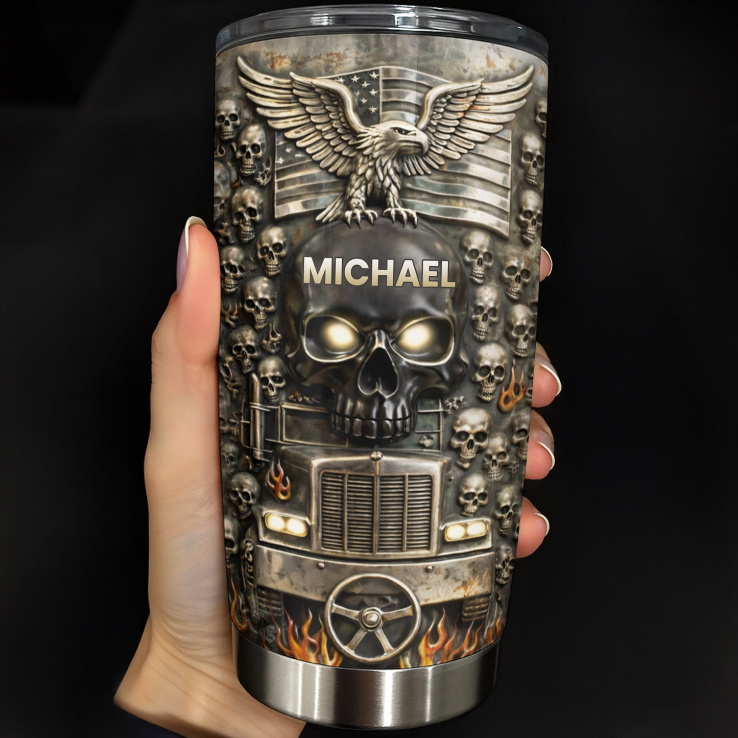 Symbol Of Strength And Freedom Skull Eagle Trucker