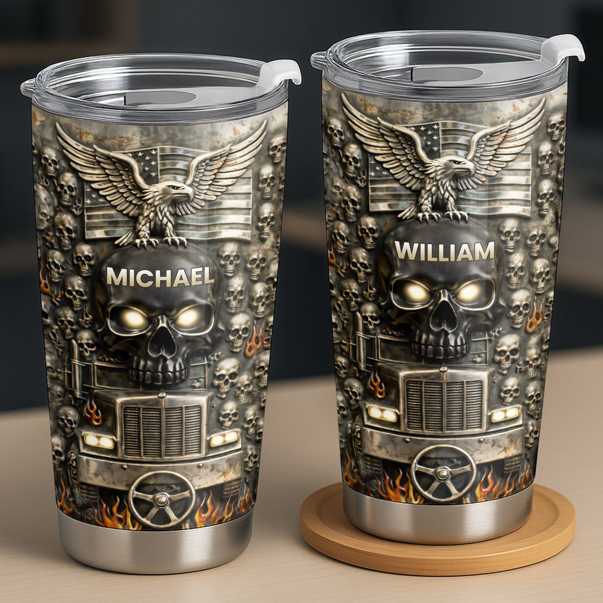 Symbol Of Strength And Freedom Skull Eagle Trucker