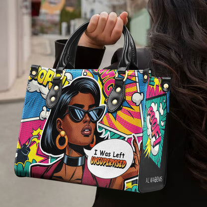 J'ai été laissé sans surveillance - Sac à main en cuir personnalisé - UNSUP01