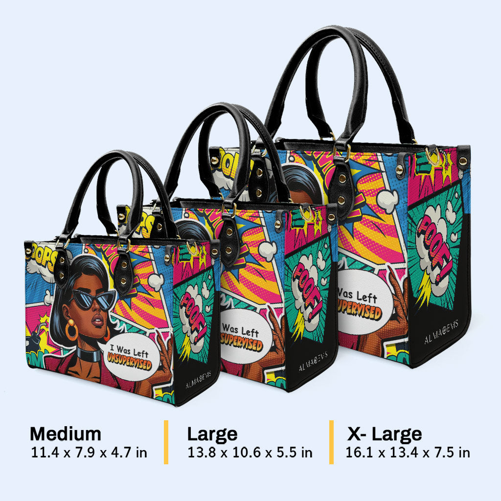 J'ai été laissé sans surveillance - Sac à main en cuir personnalisé - UNSUP01