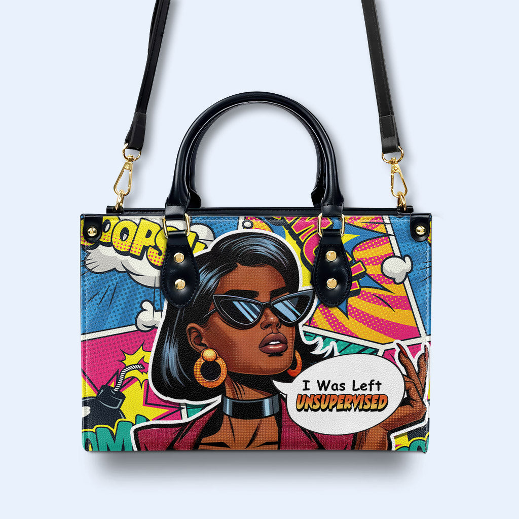 J'ai été laissé sans surveillance - Sac à main en cuir personnalisé - UNSUP01