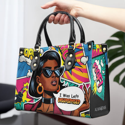 J'ai été laissé sans surveillance - Sac à main en cuir personnalisé - UNSUP01