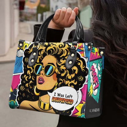 J'ai été laissé sans surveillance - Sac à main en cuir personnalisé - UNSUP06
