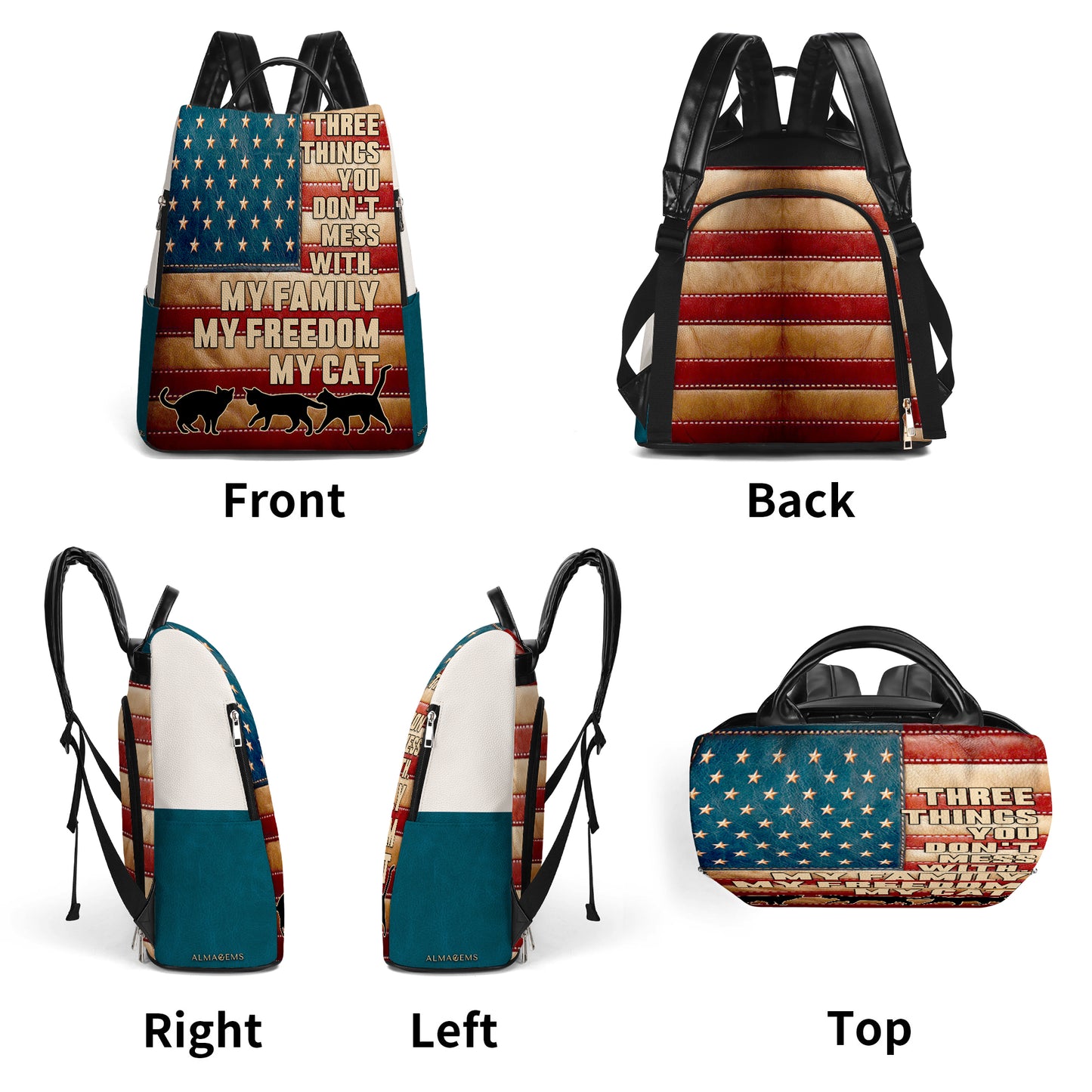 Tres cosas con las que no te metas: mochila de cuero personalizada - BP_CAT03