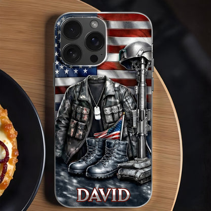 Patriotic Military Gear and Flag Phone Case Design