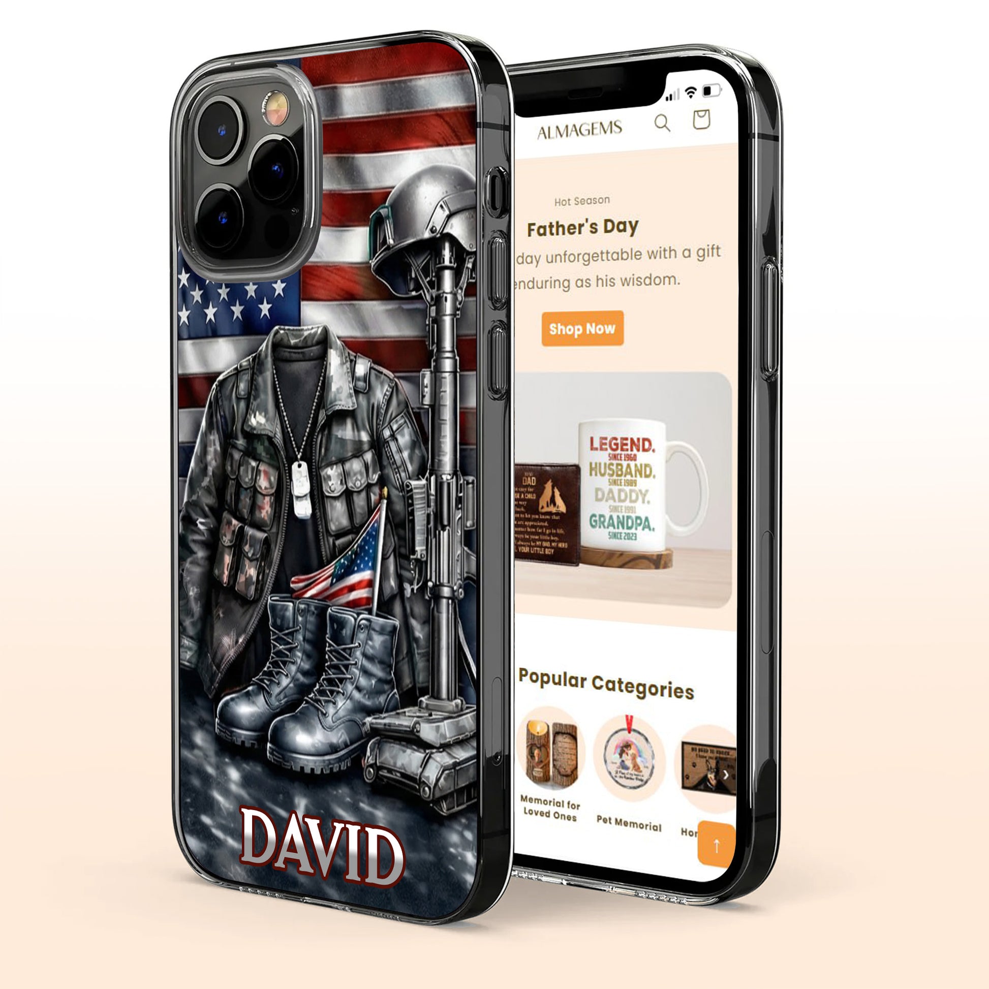 Patriotic Military Gear and Flag Phone Case Design