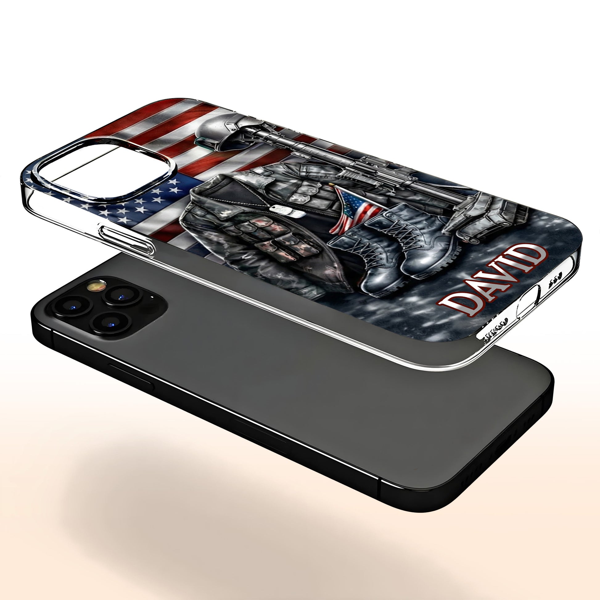 Patriotic Military Gear and Flag Phone Case Design