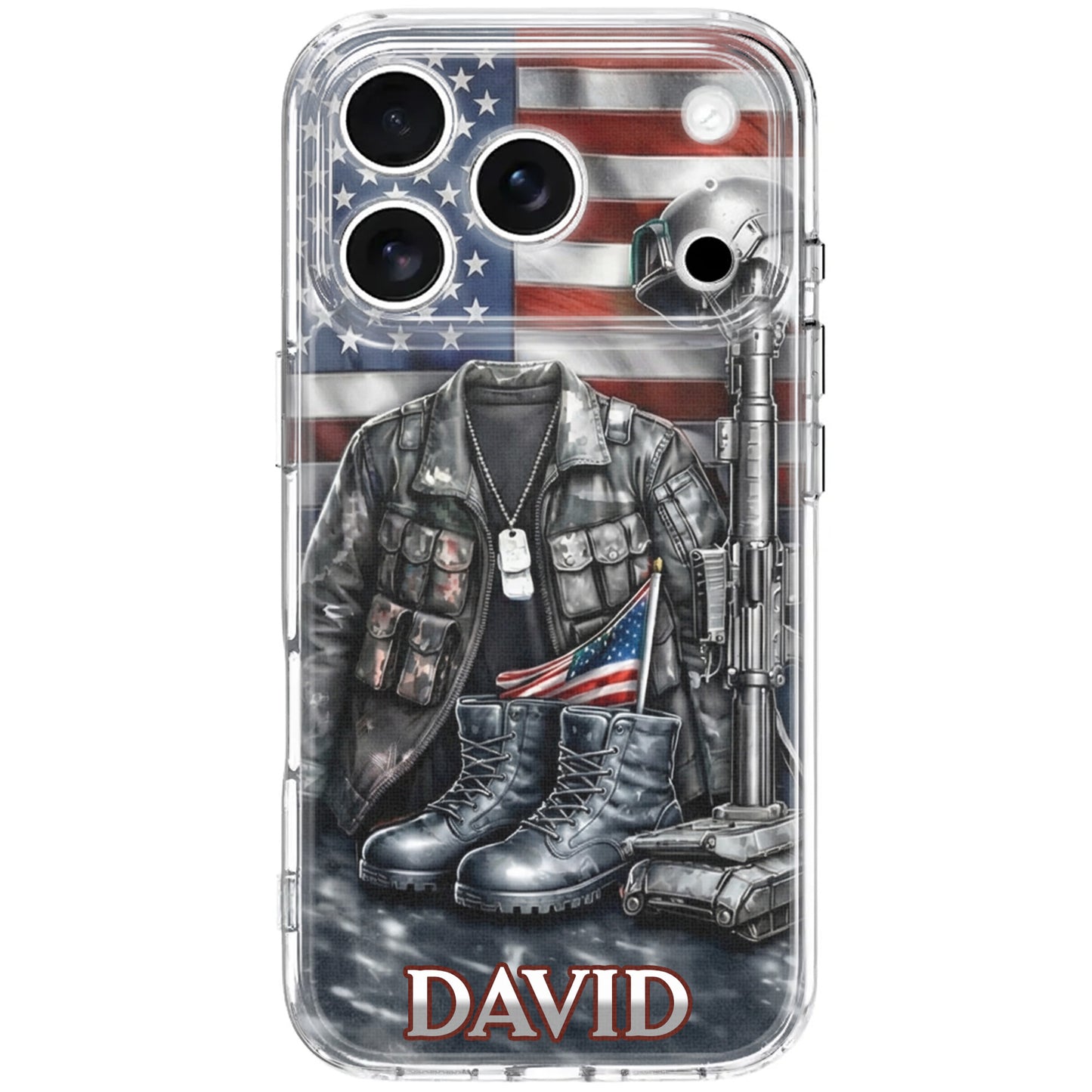 Patriotic Military Gear and Flag Phone Case Design