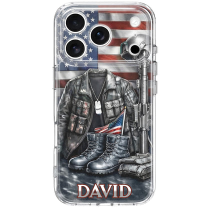 Patriotic Military Gear and Flag Phone Case Design