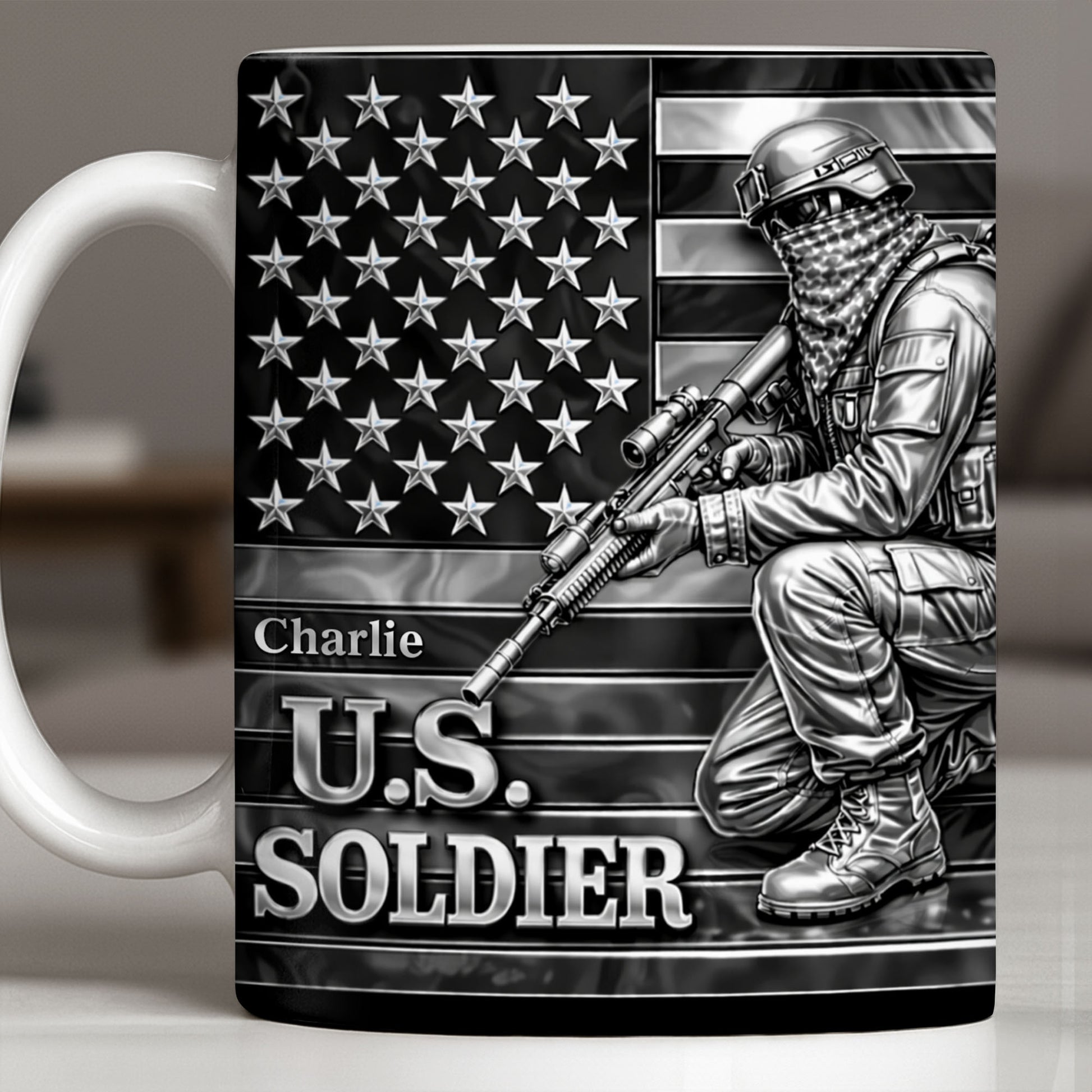 U.S. Soldier With American Flag