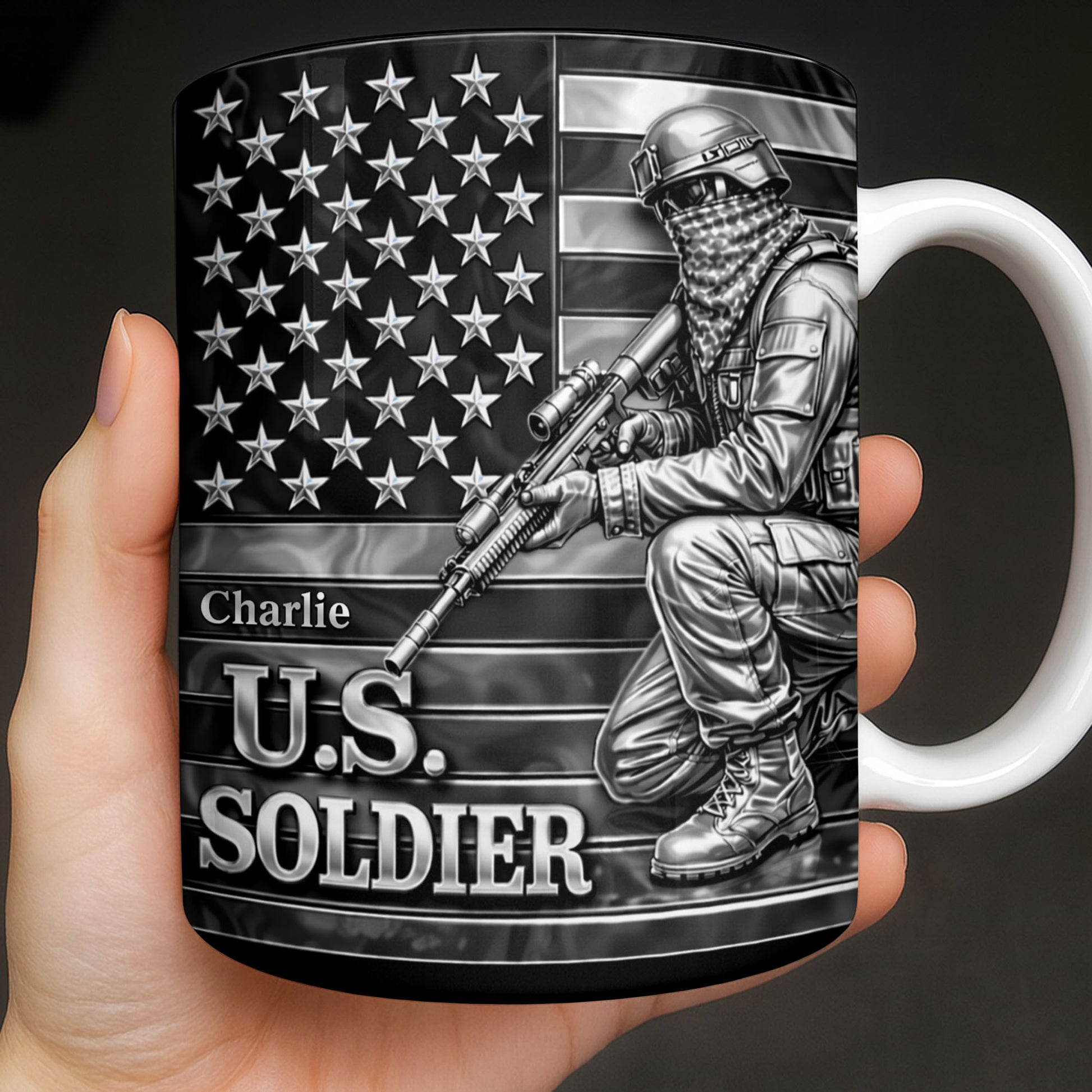 U.S. Soldier With American Flag