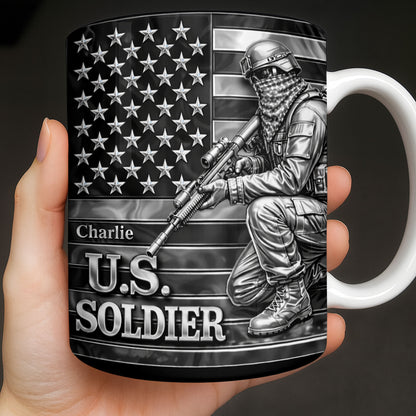 U.S. Soldier With American Flag