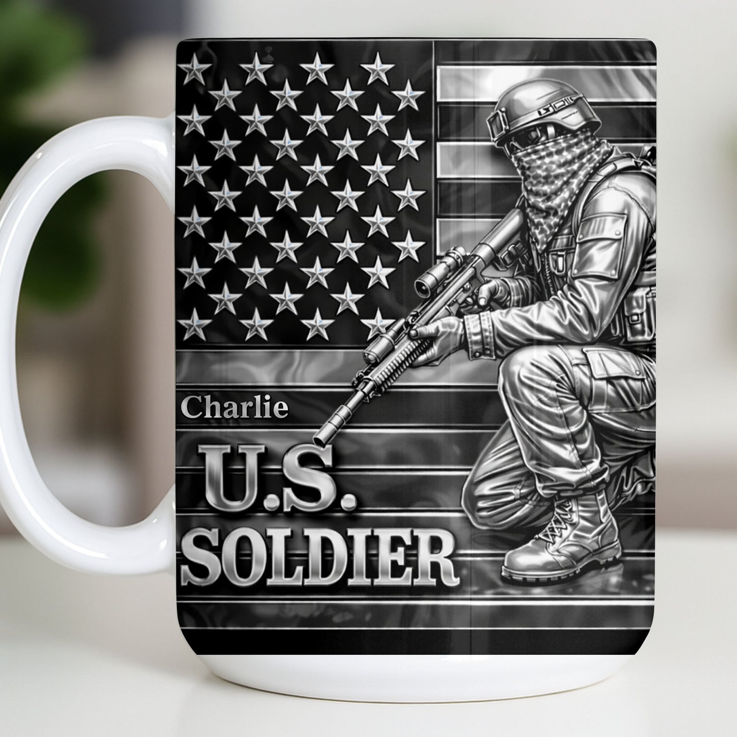 U.S. Soldier With American Flag