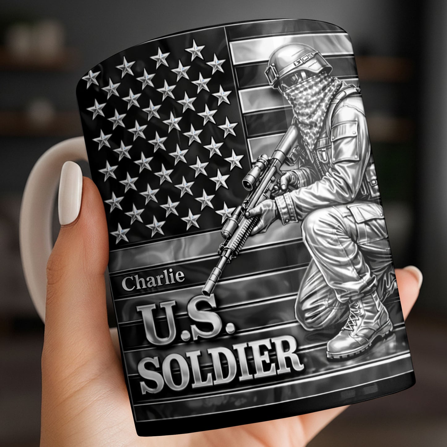 U.S. Soldier With American Flag