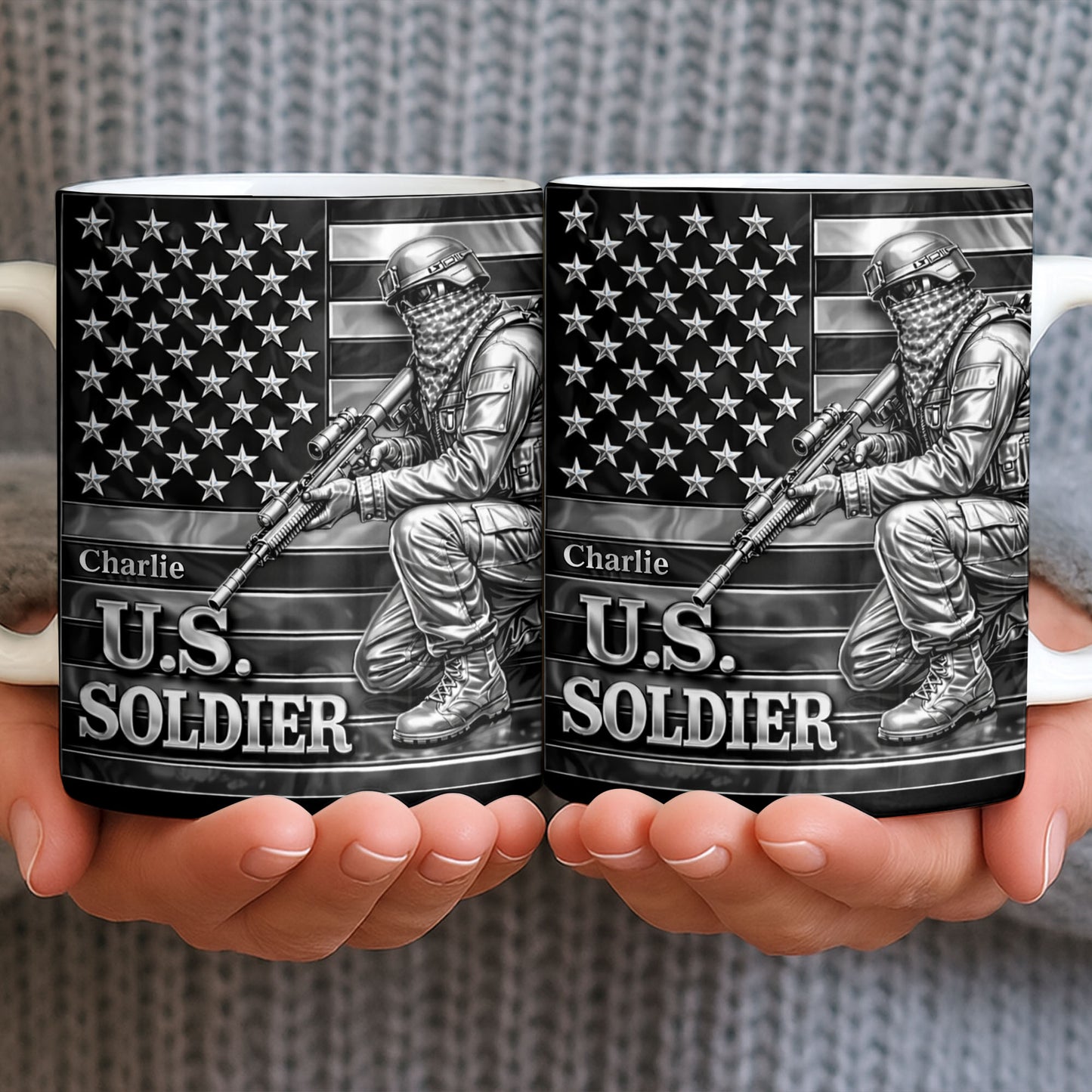 U.S. Soldier With American Flag