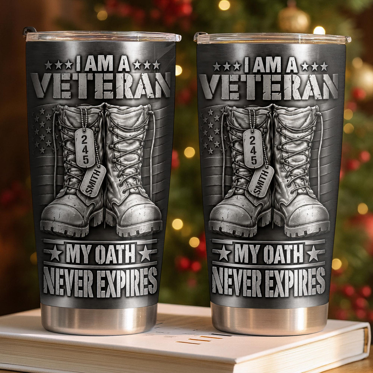 I Am A Veteran With Combat Boots And Flag - Personalized Custom Stainless Steel Tumbler 20oz - VTR019_USTUM