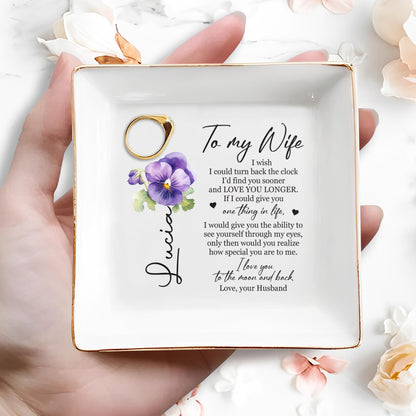 J'aimerais pouvoir remonter le temps Je t'aime jusqu'à la lune Plat à bijoux personnalisé - Plat à bijoux personnalisé - WIF007_SCRD