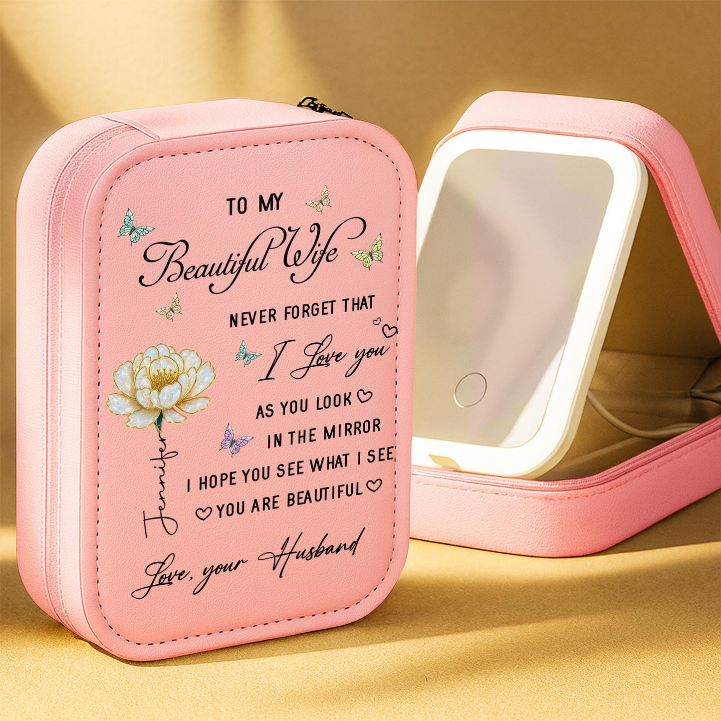 To My Beautiful Wife, Flower And Butterfly Design