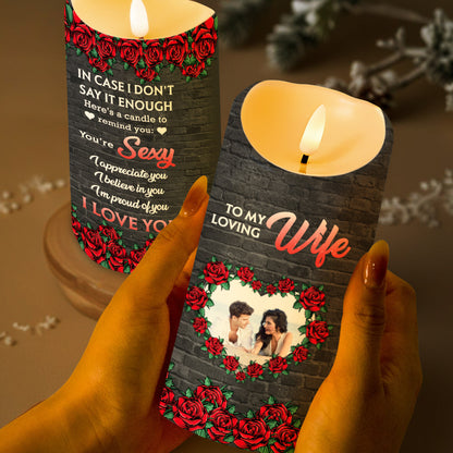 Loving Reminder Candle With Roses and Heart Design