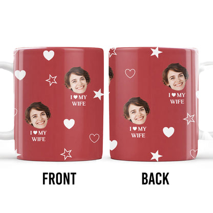 I Love My Wife Personalized Photo Mug With Hearts And Stars