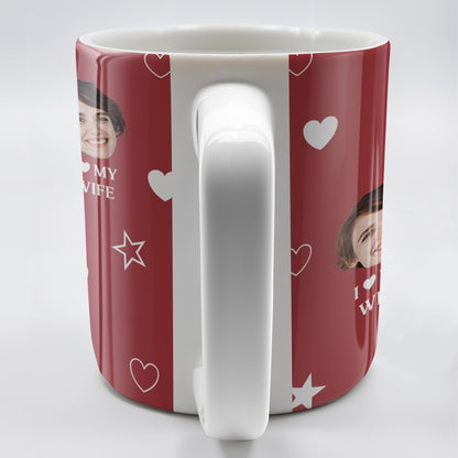 I Love My Wife Personalized Photo Mug With Hearts And Stars