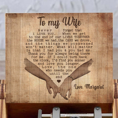 To My Wife, Love Message With Holding Hands And Hearts