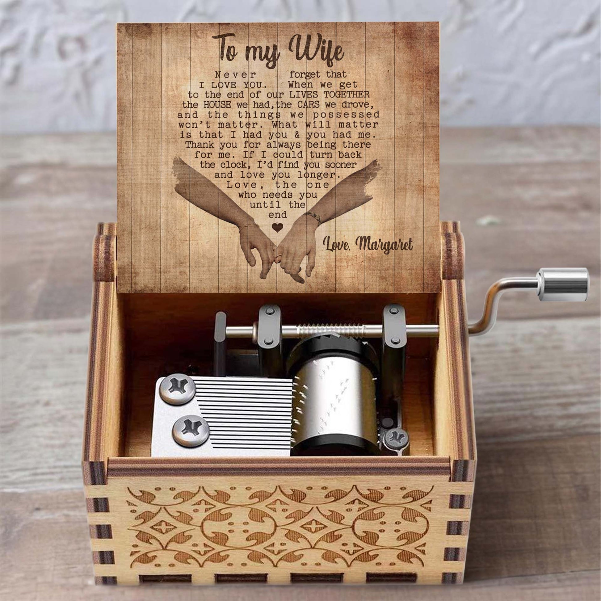 To My Wife, Love Message With Holding Hands And Hearts