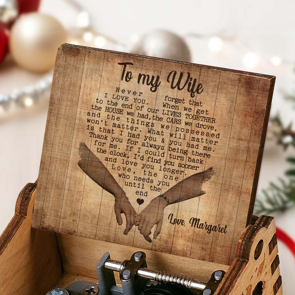 To My Wife, Love Message With Holding Hands And Hearts