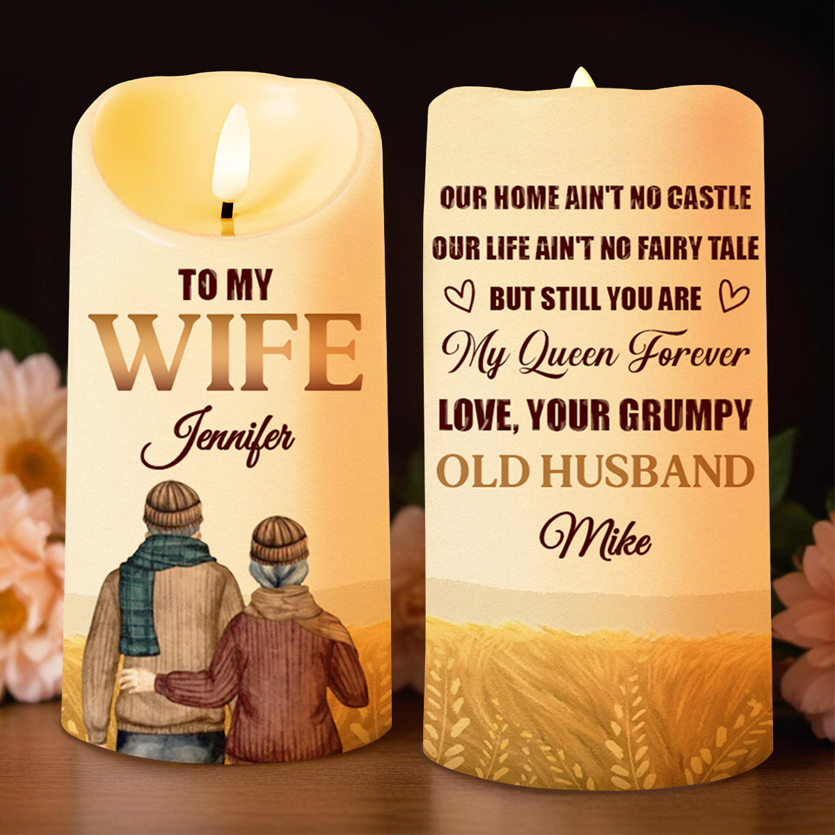 Queen Forever Love Message, Romantic Couple Over Field Design