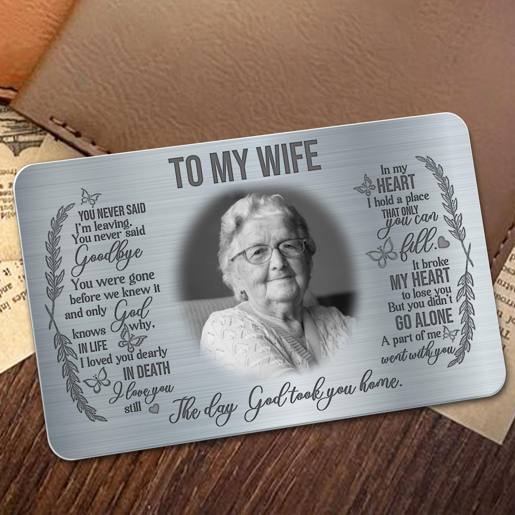 To My Wife, The Day God Took You Home With Laurel Wreath Design