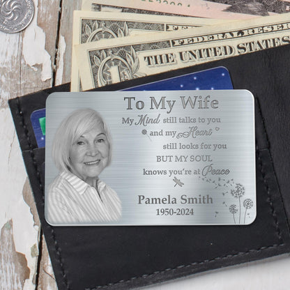 To My Wife, My Mind Talks To You, Peaceful Soul Message - Personalized Aluminum Wallet Card - WIF039_ALCA