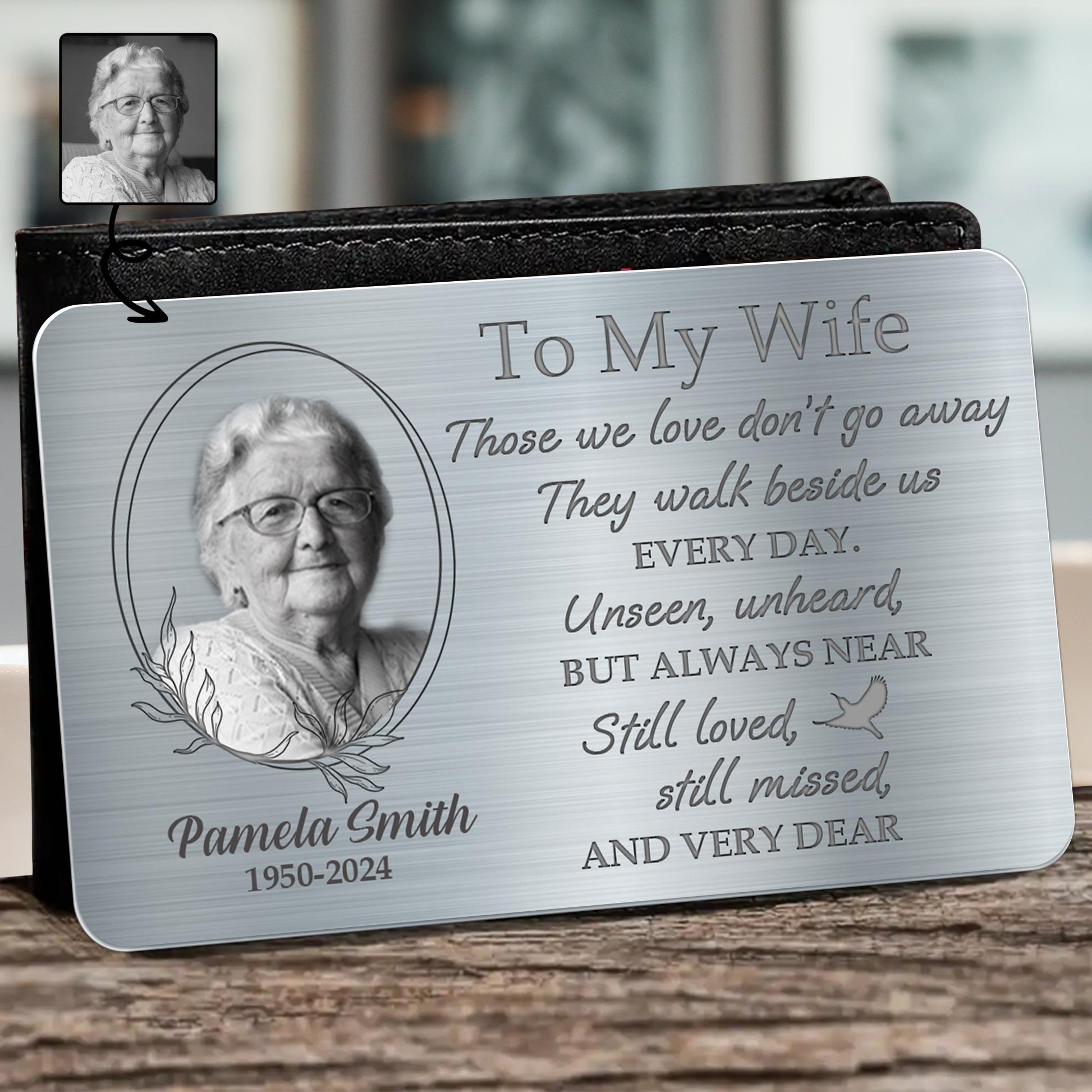 To My Wife, Loved And Missed Every Day, Dove And Floral Design