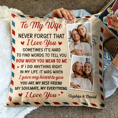 To My Wife Love And Heartfelt Commitment Pillow