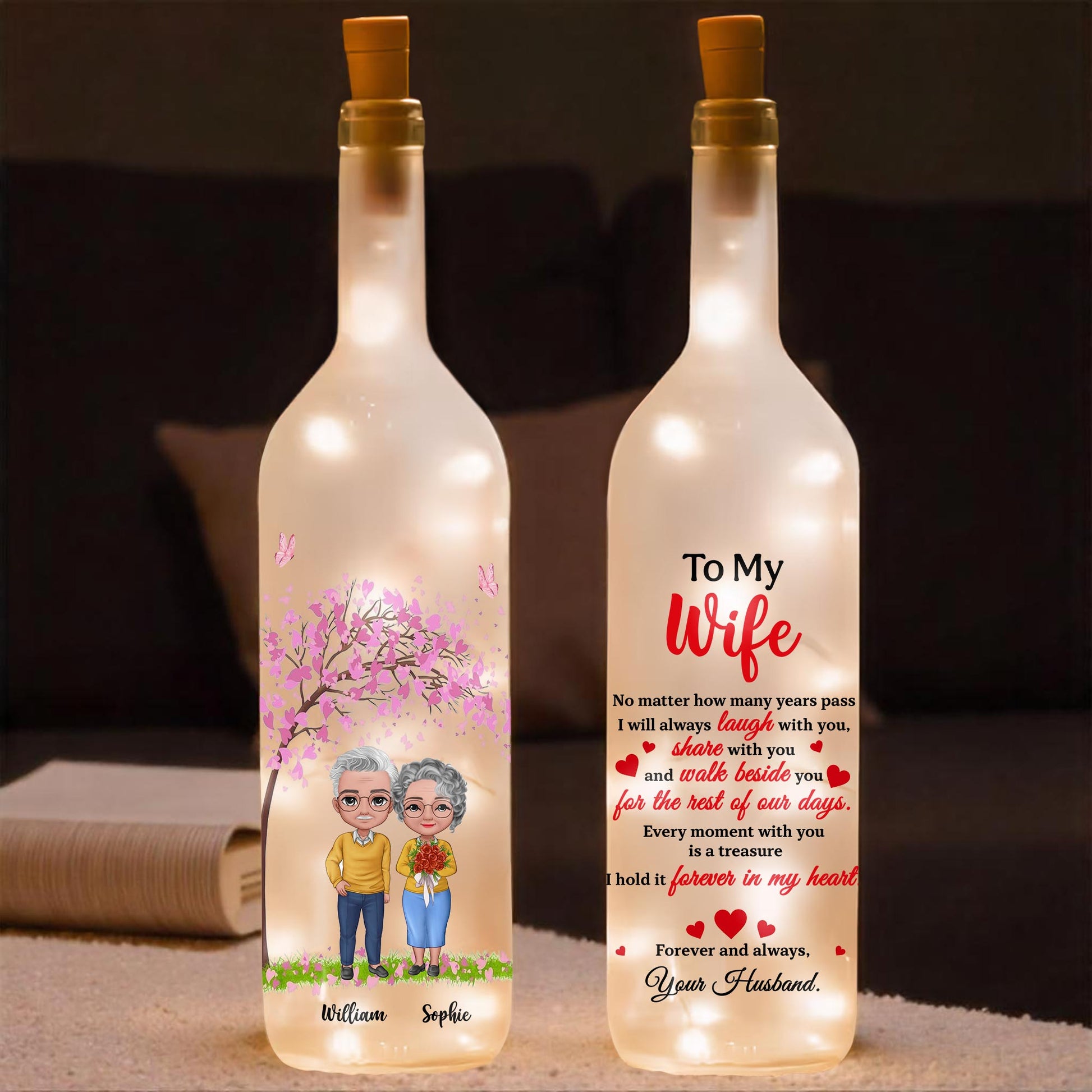 To My Wife, No Matter How Many Years Pass, Couple And Hearts