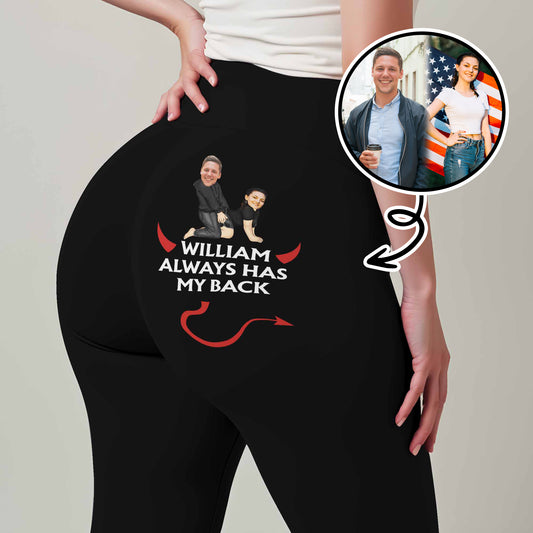 Always Has My Back, Two People Sitting Back-to-Back - Personalized Women Leggings - WIF046_WLEG