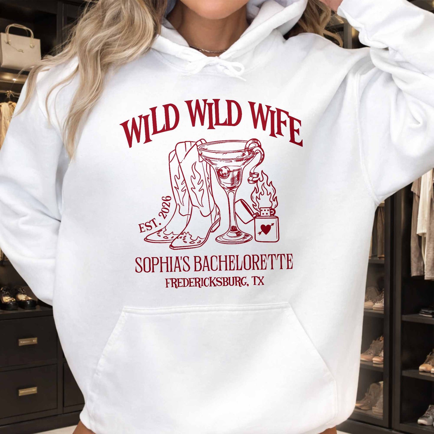Wild Wild Wife Bachelorette With Cowboy Boots And Cocktail Glass - Personalized Custom Unisex T-shirt, Hoodie - WIF080_WBAS