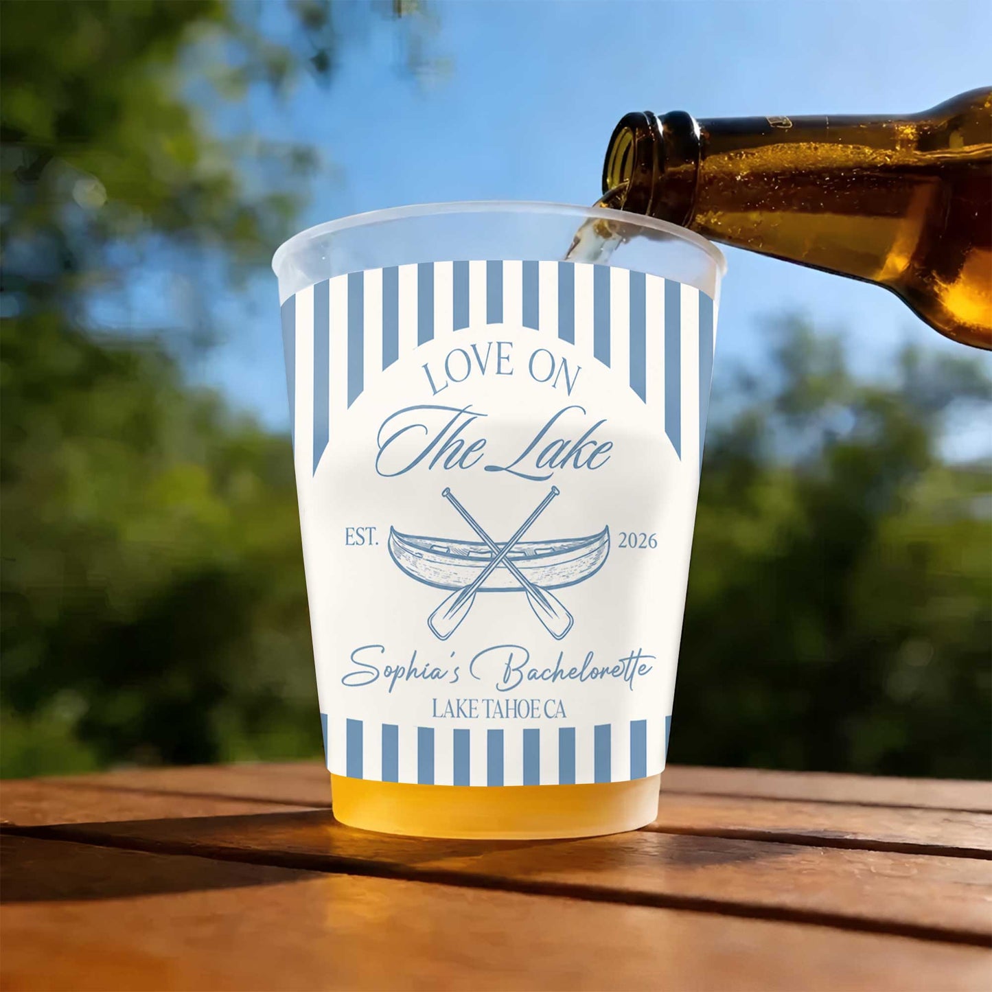 Love On The Lake Bachelorette Canoe And Nautical Stripes - Personalized Frosted Cups - WIF086_FCUP