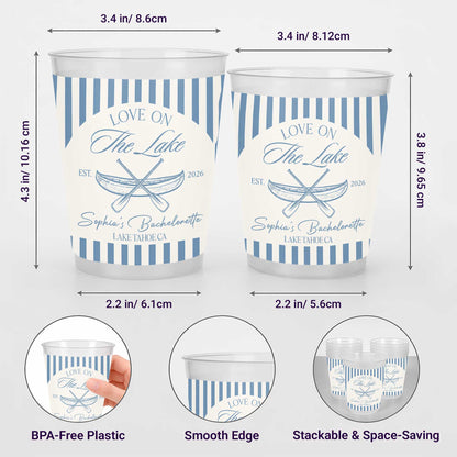 Love On The Lake Bachelorette Canoe And Nautical Stripes - Personalized Frosted Cups - WIF086_FCUP