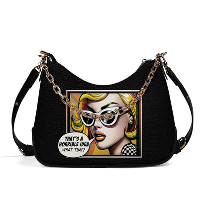 À quelle heure ? - Sac à main bandoulière personnalisé avec chaîne - WT01CH