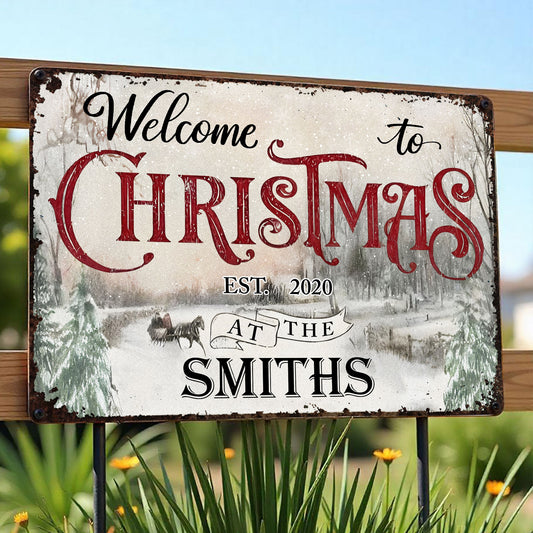 Welcome To Christmas, Winter Scene With Sleigh