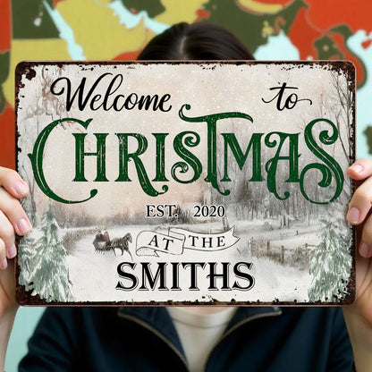 Welcome To Christmas, Winter Scene With Sleigh