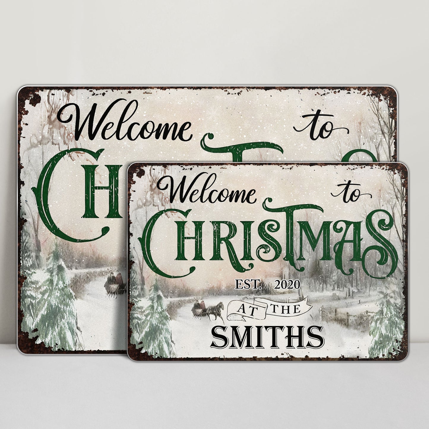 Welcome To Christmas, Winter Scene With Sleigh