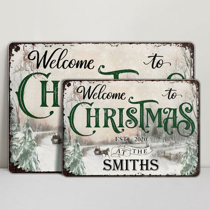 Welcome To Christmas, Winter Scene With Sleigh