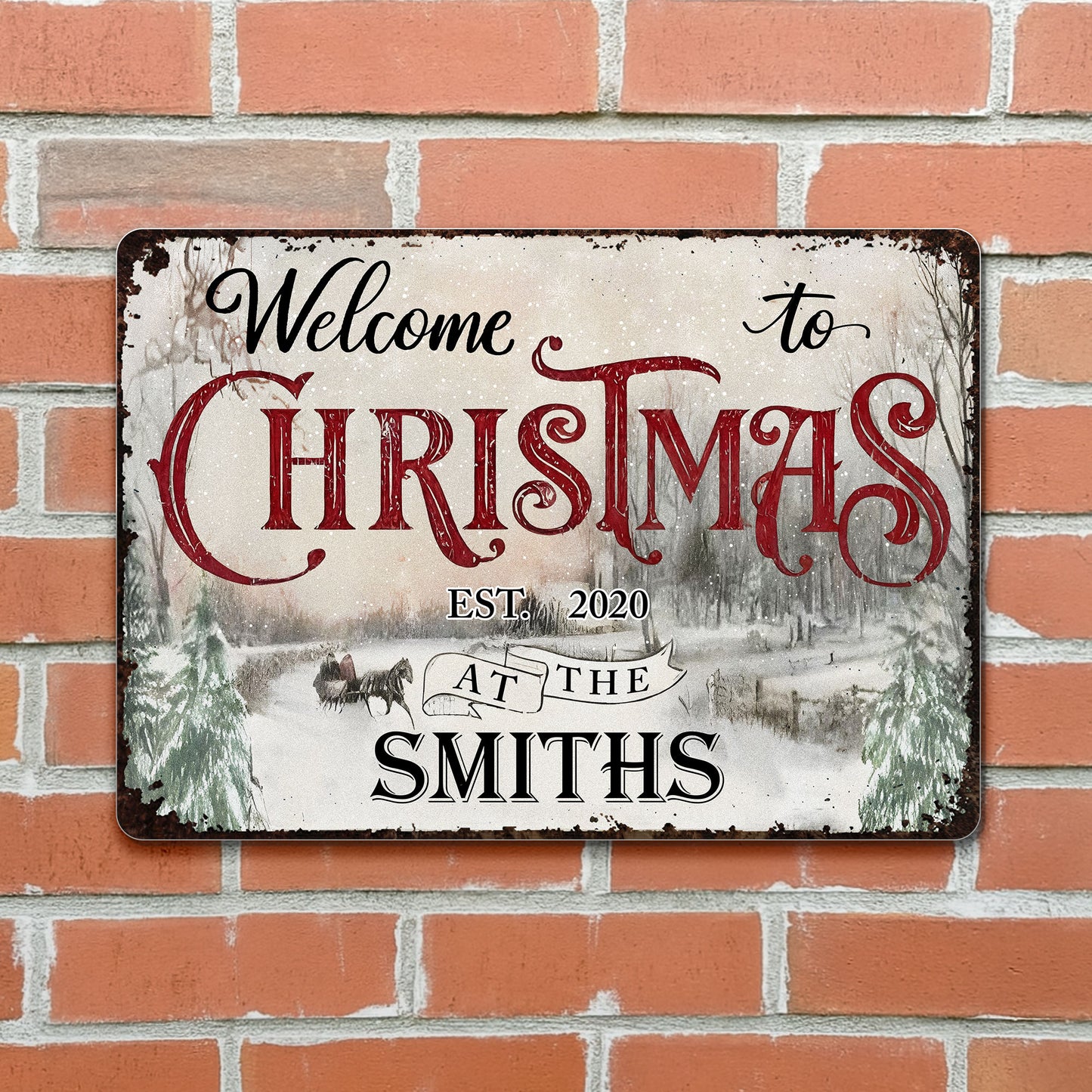 Welcome To Christmas, Winter Scene With Sleigh