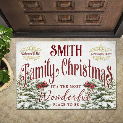 Welcome To The Family Christmas With Trees And Ornaments