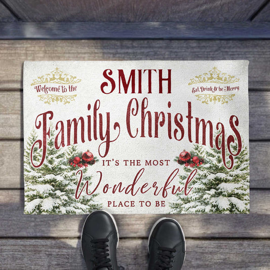 Welcome To The Family Christmas With Trees And Ornaments