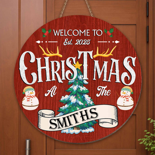 Welcome To Christmas At The, Christmas Tree And Snowman